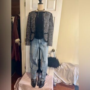 Women’s Vintage TAHARI Old Money Tweed Woven knit Metallic Preppy Chic Jacket 10